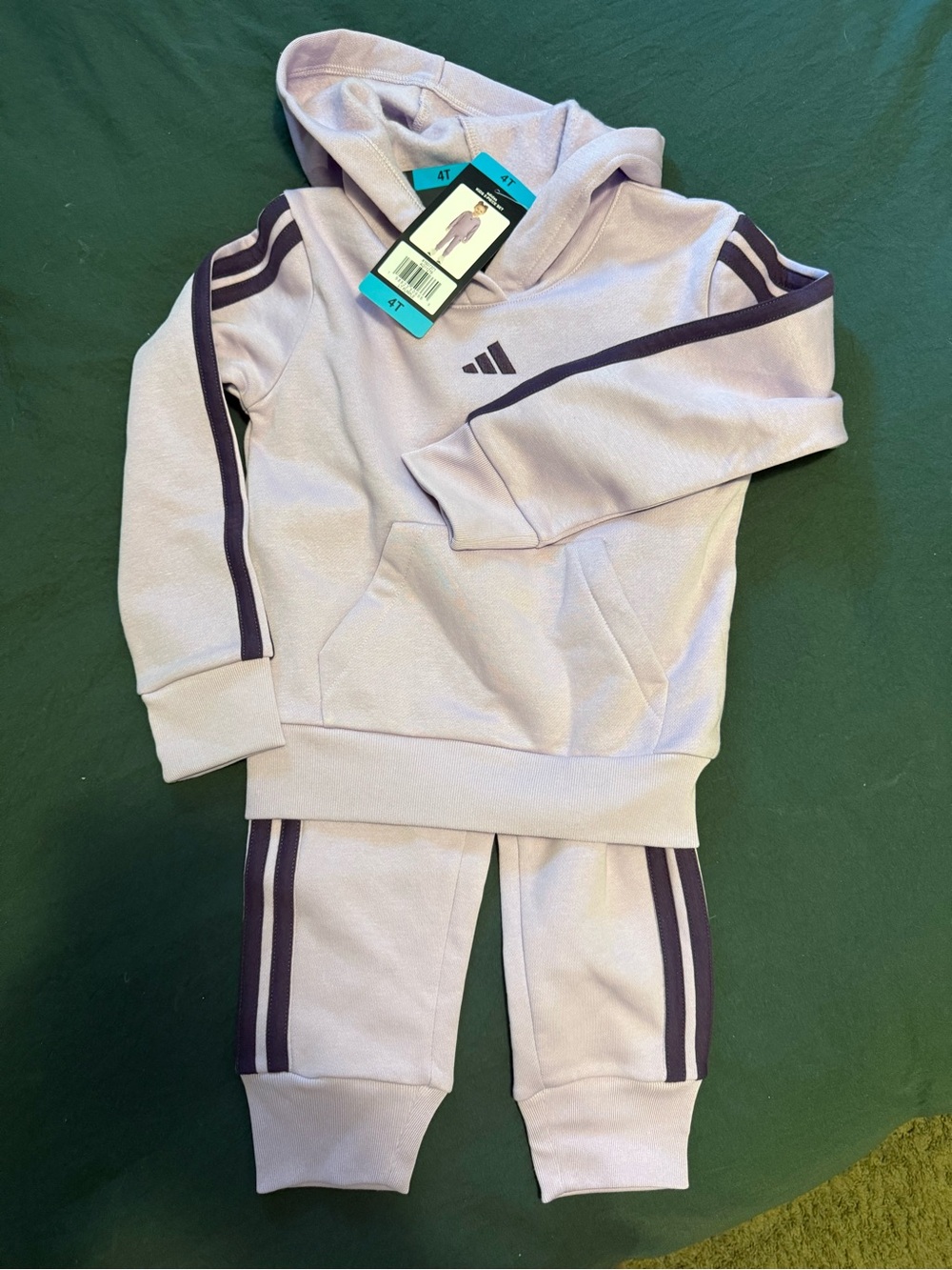 NWT Adidas 4T purple sweat set